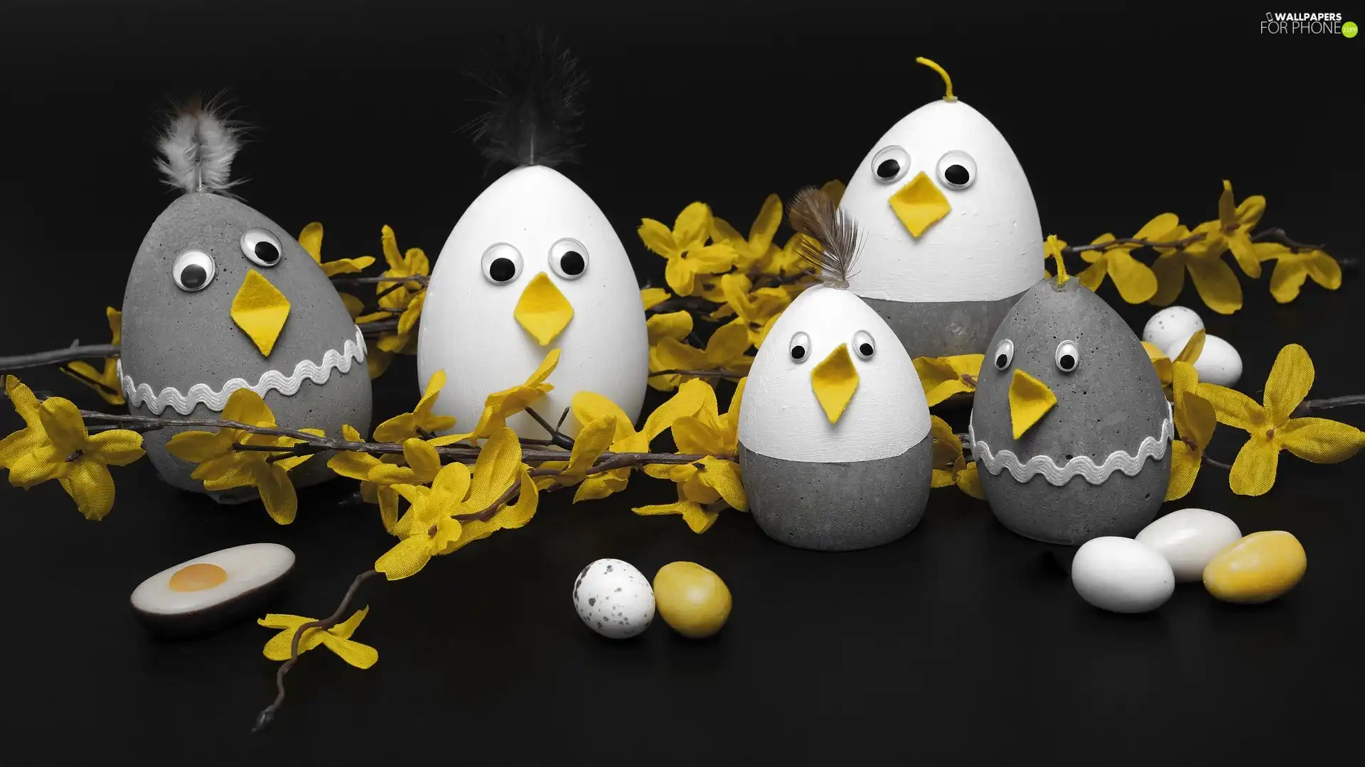 Twigs, Flowers, Easter, eggs, decoration
