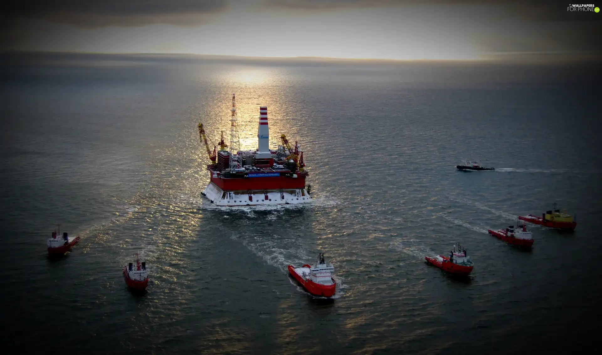 sea, Oil Rig, vessels