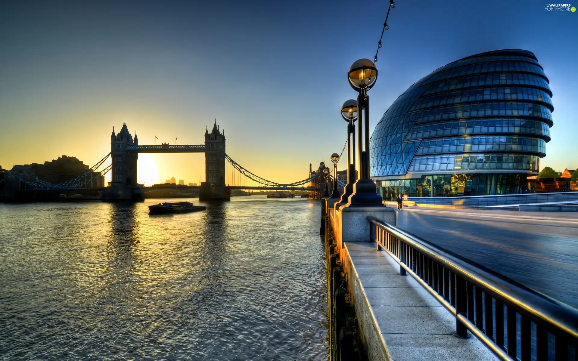 west, sun, thames, London, Tower Bridge