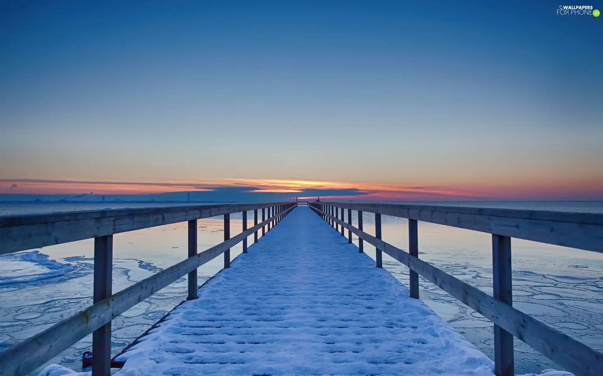Great Sunsets, pier, winter, sea