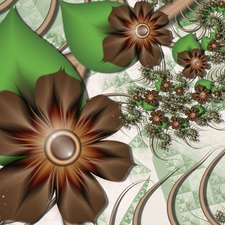 Brown, graphics, 3D, Flowers