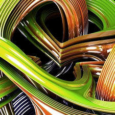 green, Belts, 3D, Orange