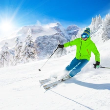 a man, Skier, winter, snow, skis