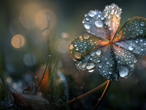 drops, Four-, graphics, Ai, dew, trefoil