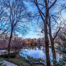 Park, bridge, Alleys, River