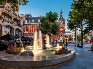 Amsterdam, Netherlands, buildings, Town, fountain