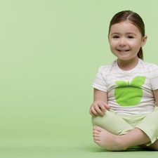 smiling, Shirt, Apple, girl