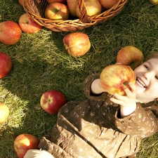 apples, girl, color