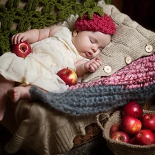 apples, small, girl