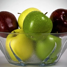 Glass, color, apples, bowl