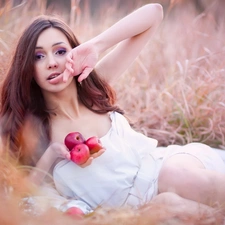 apples, Women, Meadow