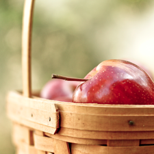 apples, basket, Red