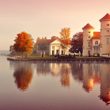 autumn, Germany, structures, ducks, River