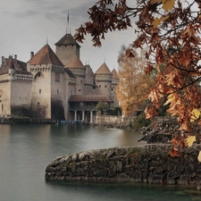 autumn, Castle, lake