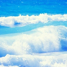 azure, sea, Waves