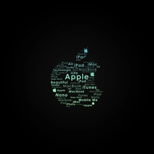 Apple, Black, background, subtitles