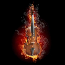violin, Black, background, Big Fire