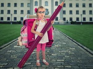 School, Funny, School Bag, pencil, girl