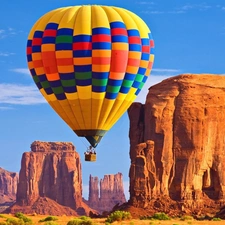 Balloon, canyon, Sky
