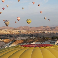 Mountains, Balloon, Balloons, flight