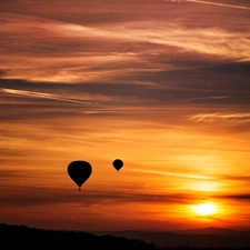 Balloons, west, sun