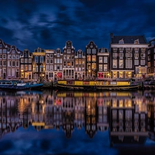 Netherlands, apartment house, Barges, Amsterdam
