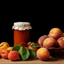 peaches, Jam, barrel, apricots