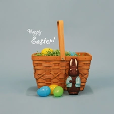 basket, rabbit, eggs