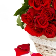 Flowers, Roze, basket, Red