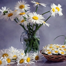 Margaretki, Vase, basket, bouquet