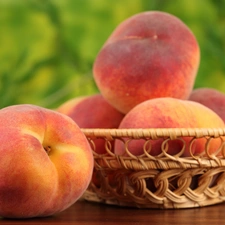 peaches, basket