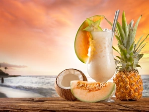 Coconut, holiday, melon, Beaches, ananas, cocktail
