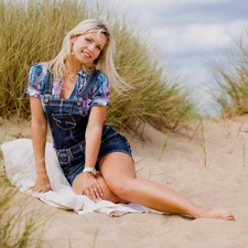 Beaches, Dunes, Blonde, sea, Women