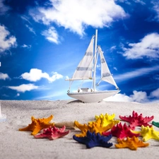 Beaches, Sky, maritime, starfish, Lighthouse, The ship