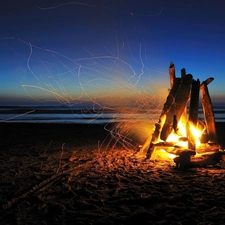 Beaches, fire, Sparks