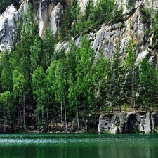 bed-rock, Czech Republic, rocks, lake, Town, Adrspach