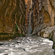 canyon, walls, bed-rock, River