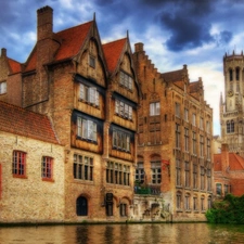 Houses, Bruges, Belgium, canal