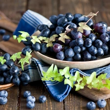 Bench, harvest, Bowls, Leaf, blueberries
