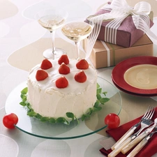 Cake, strawberries, birthday, creamy