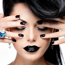 hands, model, make-up, face, Women, Black, jewellery