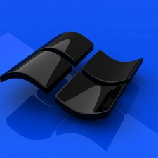 blue background, Logo Windows 8, Black