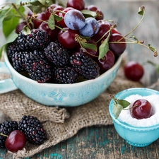 cherries, blackberries