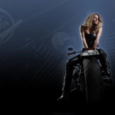 Motorbike, Beauty, Blonde, Harley-Davidson