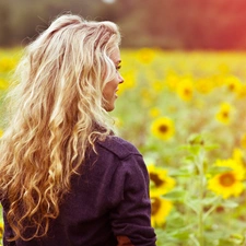 Nice sunflowers, Women, Blonde