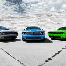 2015, Dodge, blue, Silver, Green, Challenger