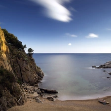 Boat, sea, rocks, Stones, Gulf