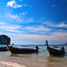 boats, sea, moored