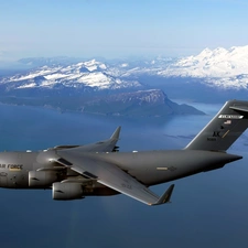 Boeing C-17 Globemaster III, plane, clouds