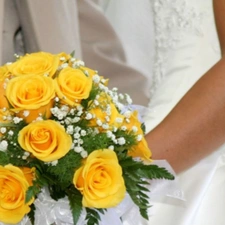 bouquet, roses, wedded